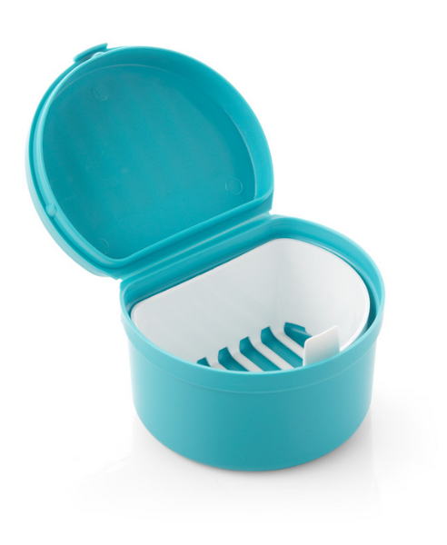 Capri Denture Cup - Hinged Lid & Strainer