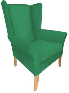 Brandon High Back Chair with Wings - Oak Paint Pot Emerald