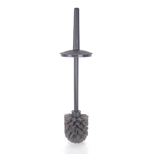 Closed Toilet Brush Set - White - Matt Grey Handle