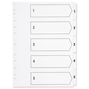 1-5 Indexed Dividers - A4 - White