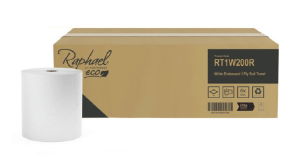 Raphael White Roll Towel - Embossed - 1 Ply - Case 6 x 200m