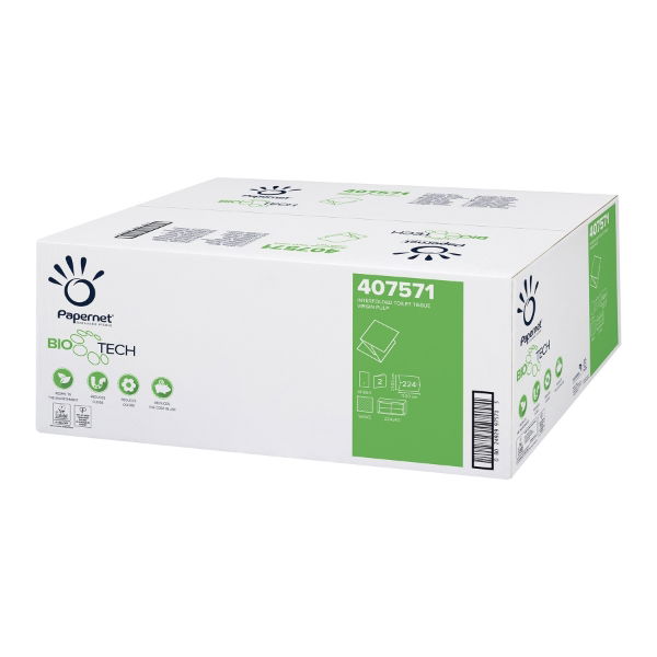 Bio Tech Superior 2 Ply Interfolded Toilet Paper - Anti Clog - Case 224 x 40 