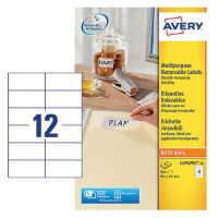 Avery White Removable Labels - 12 Per Sheet - Pack of 300