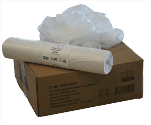 White Swing Bin Liner - Heavy Duty - Roll of 100