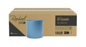 Raphael Blue Roll Towel - Embossed - 1 Ply - Case 6 x 200m