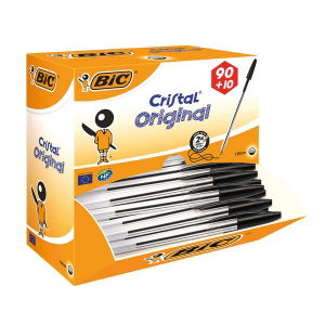 Bic Cristal Ballpoint Pen - Medium - Black - Pack of 100